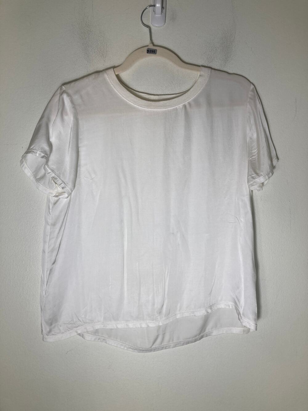 Nation White Soft Satin Short Sleeve Top Sz S